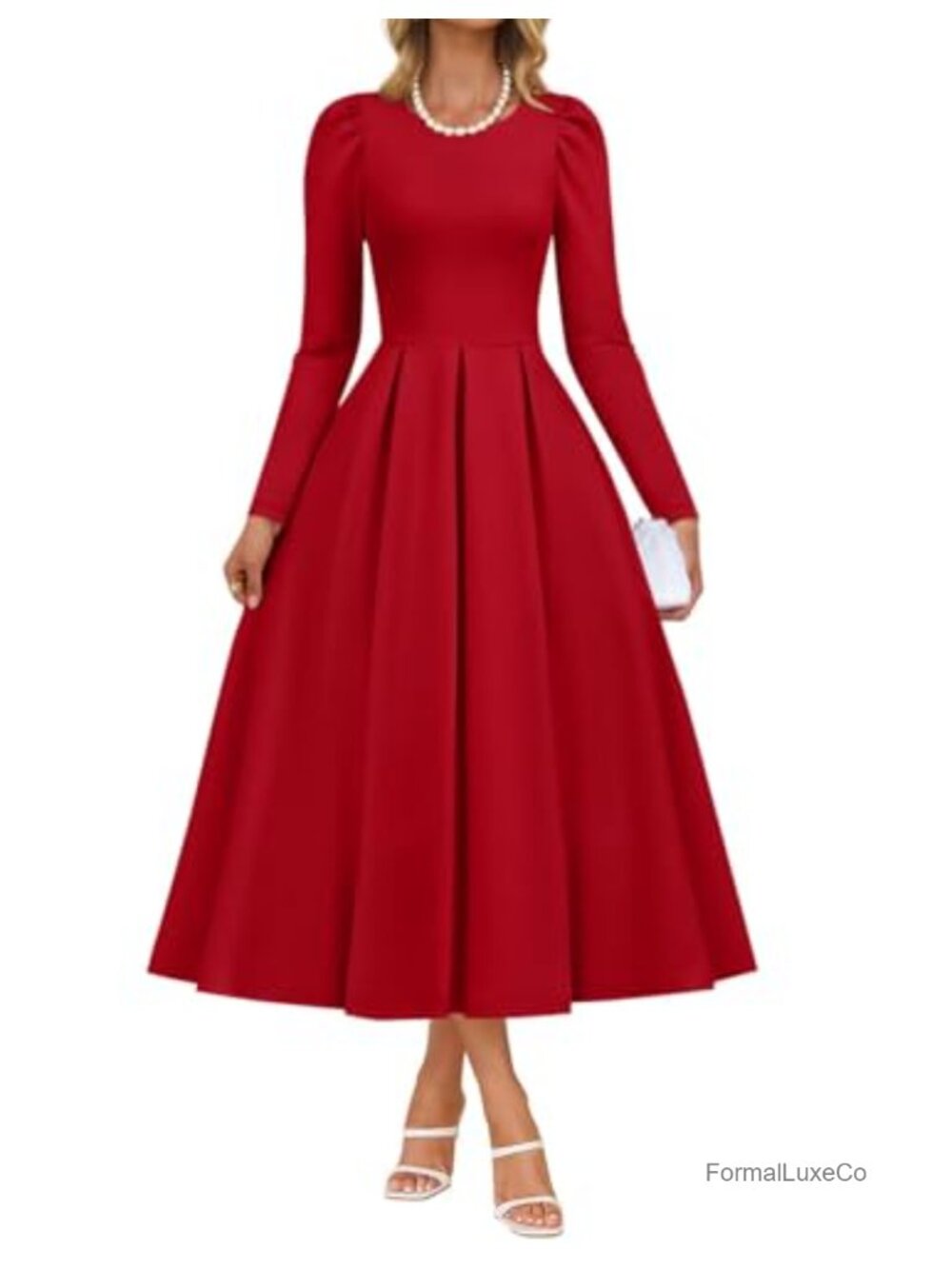 Long Sleeve Formal Midi Dress A-Line NWT